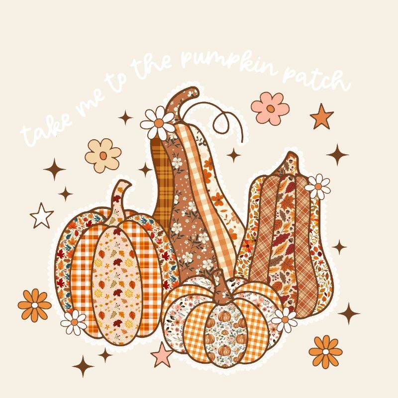 Patchwork Pumpkins Autumn Motif
