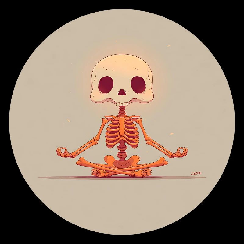 Skeleton Meditation Pose in Orange