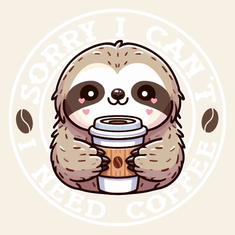 Sloth Cute Round Coffee