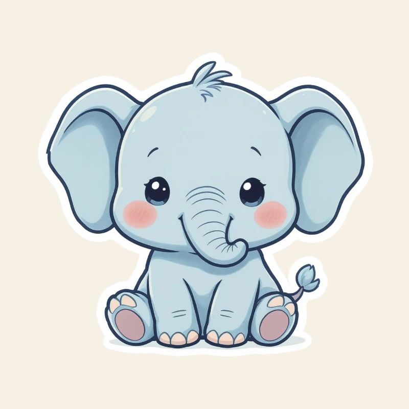 Autocollant éléphant bébé bleu