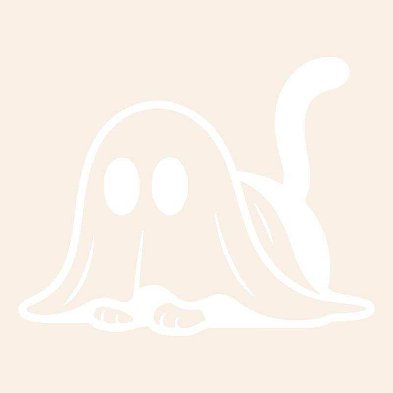 Cat dressed as a ghost – cute Halloween motif