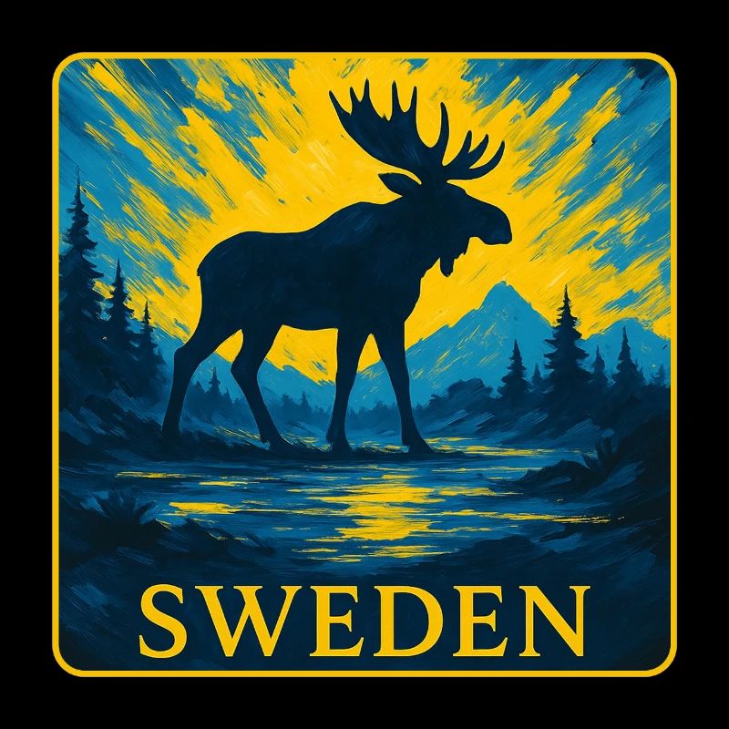 Sweden Moose Silhouette Design