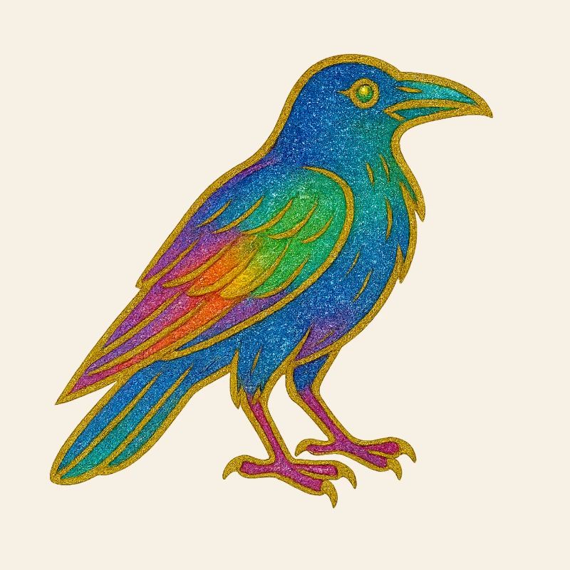 Rainbow Raven Patch Design