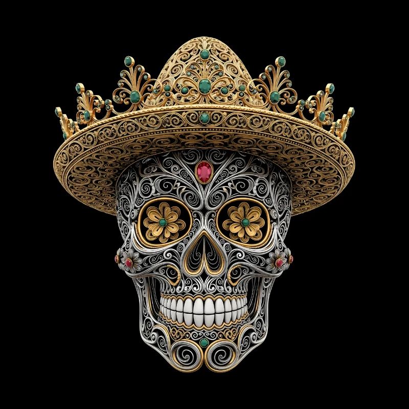 Dia De Los Muertos Calavera Crâne Fleurs Cadeau
