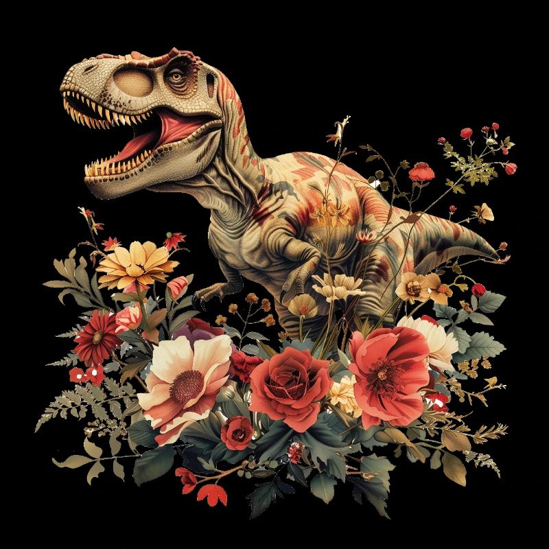 T-Rex Dino mit Blumen
