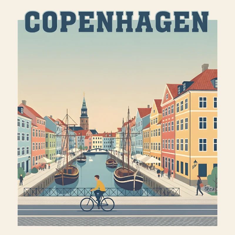 Copenhagen Canalscape Pastel Harbour