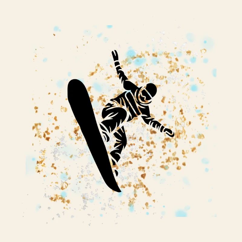 Splashed Snowboarder Blue Beige