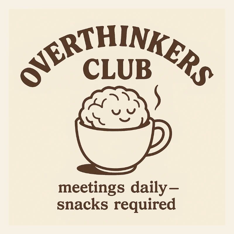 Funny Overthinkers Coffee Brain – Retro Line Art