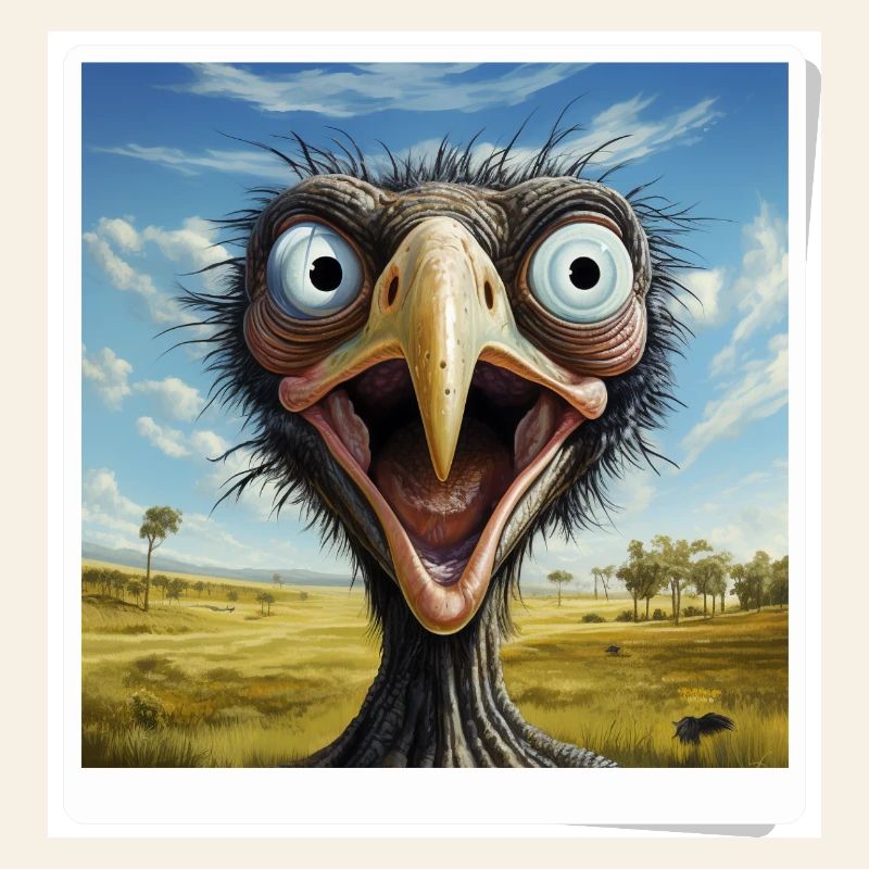 Visage d’autruche bizarre dans la savane
