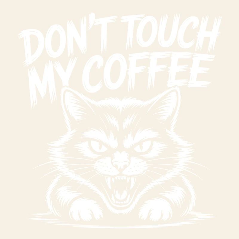 Kaffee Warnung mit wütender Katze