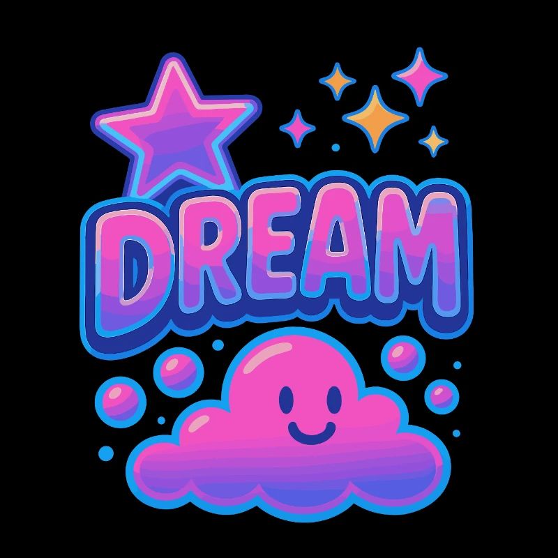 DREAM Cloud Neon Kawaii Motif