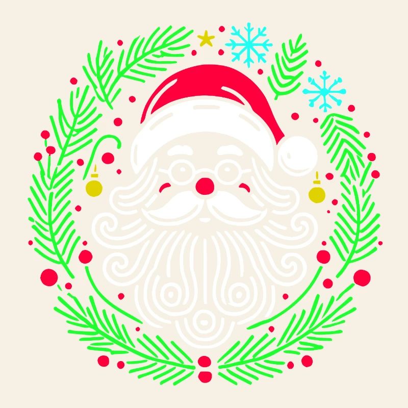 Père Noël circulaire de Noël avec des branches