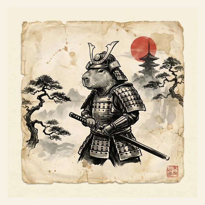 Capybara Samurai Japanese Warrior