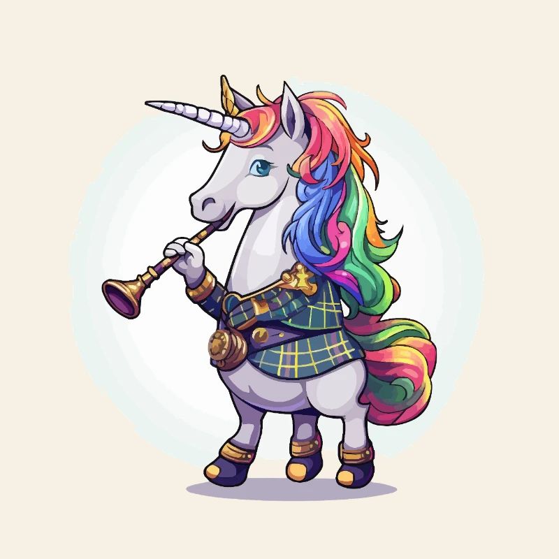 Buntes Einhorn mit Trompete