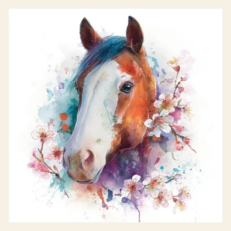 Portrait aquarelle de la fleur du cheval
