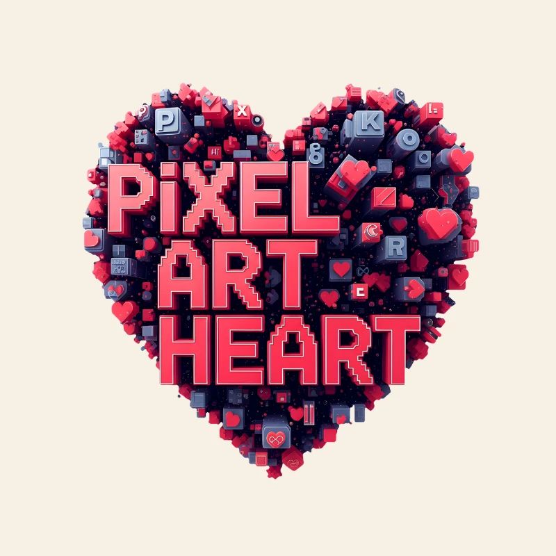 Pixel Art Heart Collage