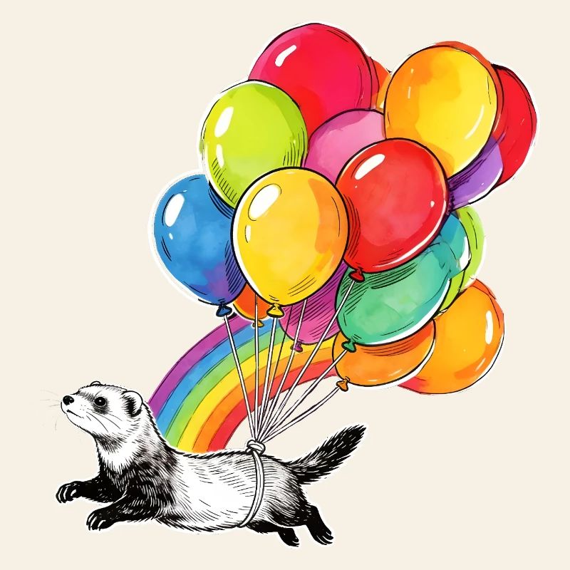 Ferret Balloons and Rainbow