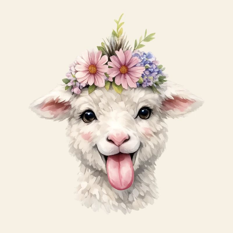 Couronne de fleurs de mouton joyeuse