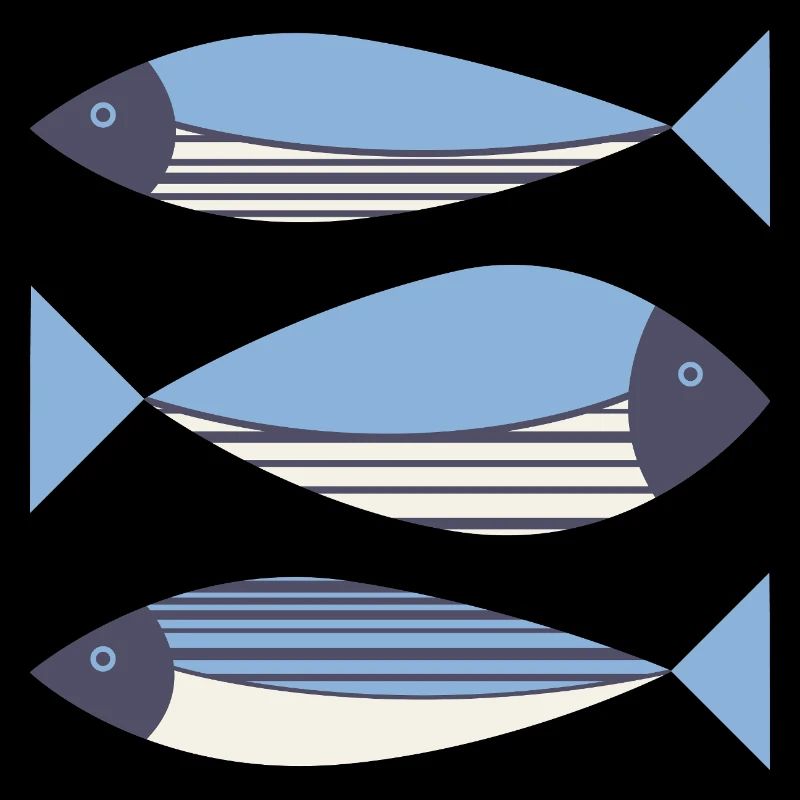 Illustrated Graphic Fish Blue