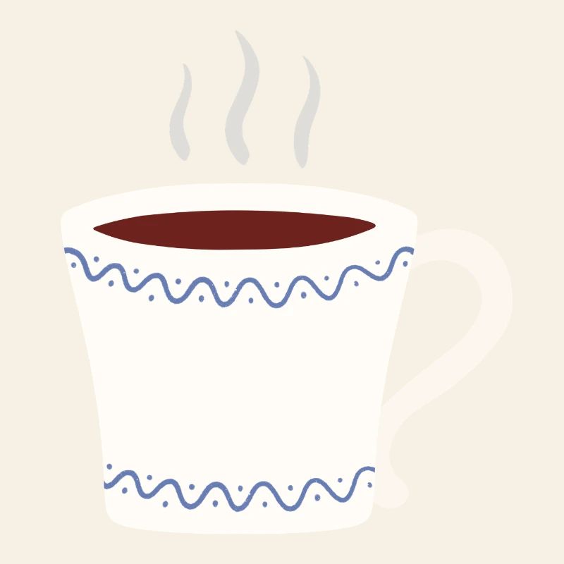 Steaming Mug with Blue Wave Trim