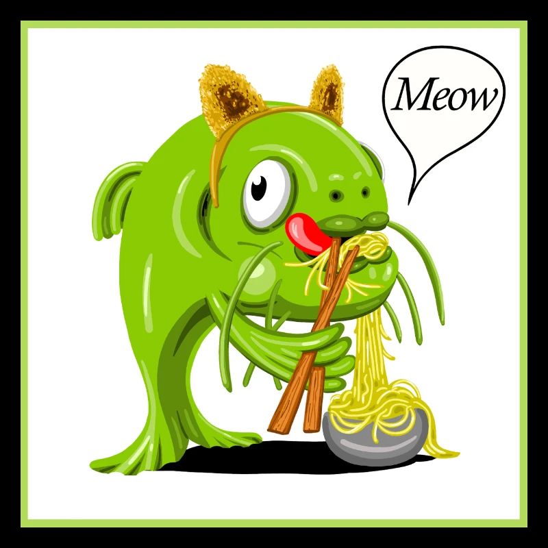 Poisson-chat de dessin animé déguisé en chat