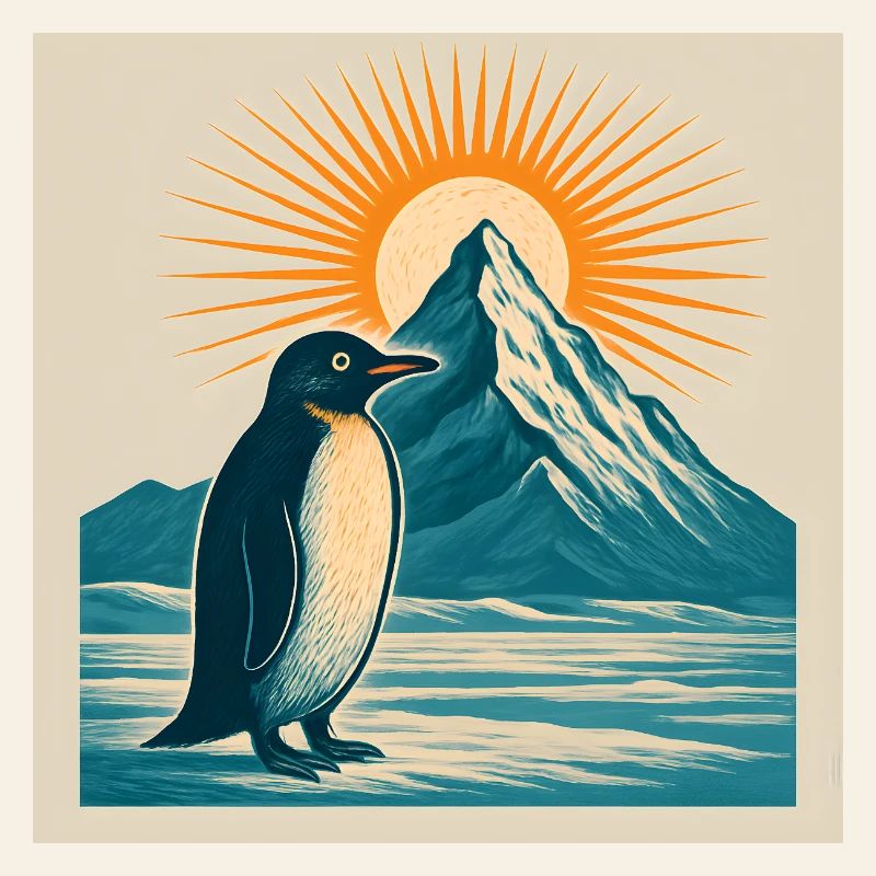 Polar sun over mountain landscape