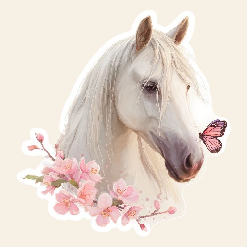 Pferd mit Schmetterling