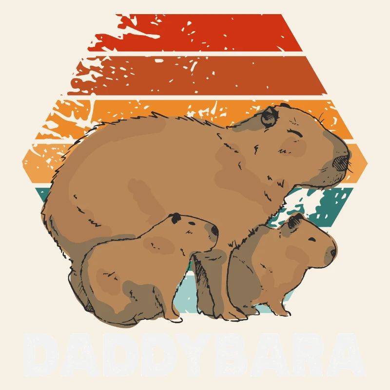 Retro Daddy Bara Capybaras Niedlich Lustig Tier