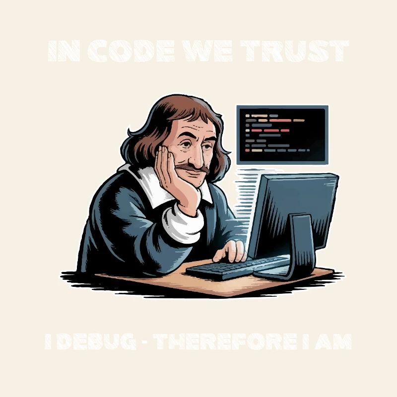 Philosopher Descartes Meme - for dark background