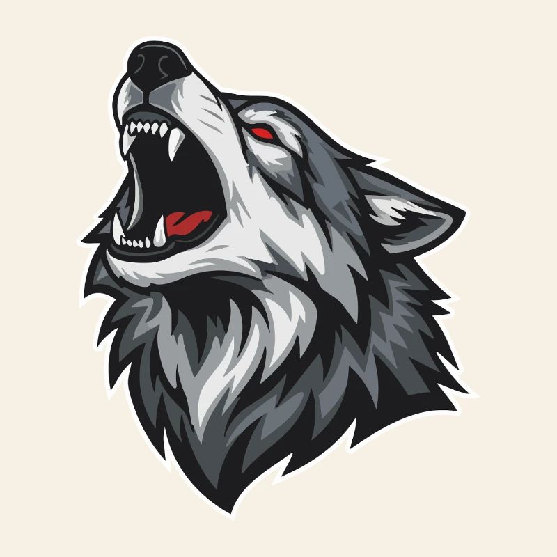 Wild Wolf Howling Red-Eyes Wolf Mascot