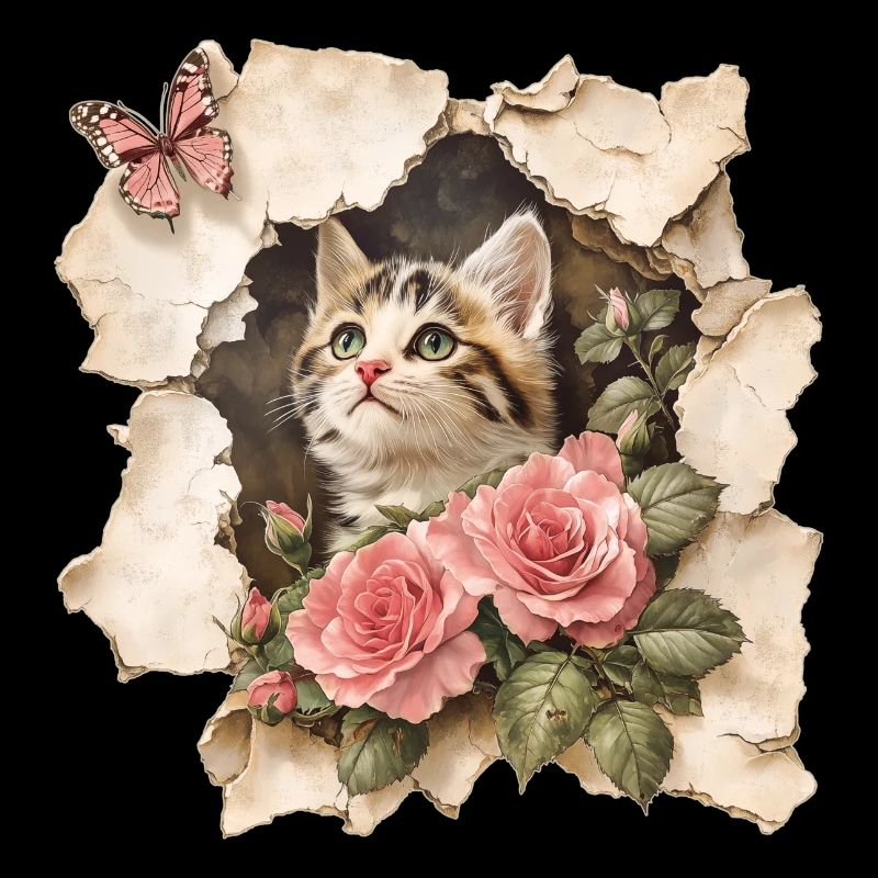 Katze mit Schmetterling