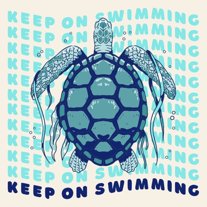 Graphique rétro de la Tortue de mer Keep On Swimming