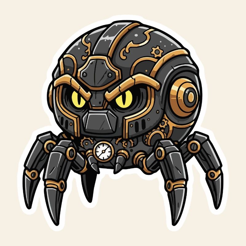 Steampunk Black Watchmaking Spider Sentinel