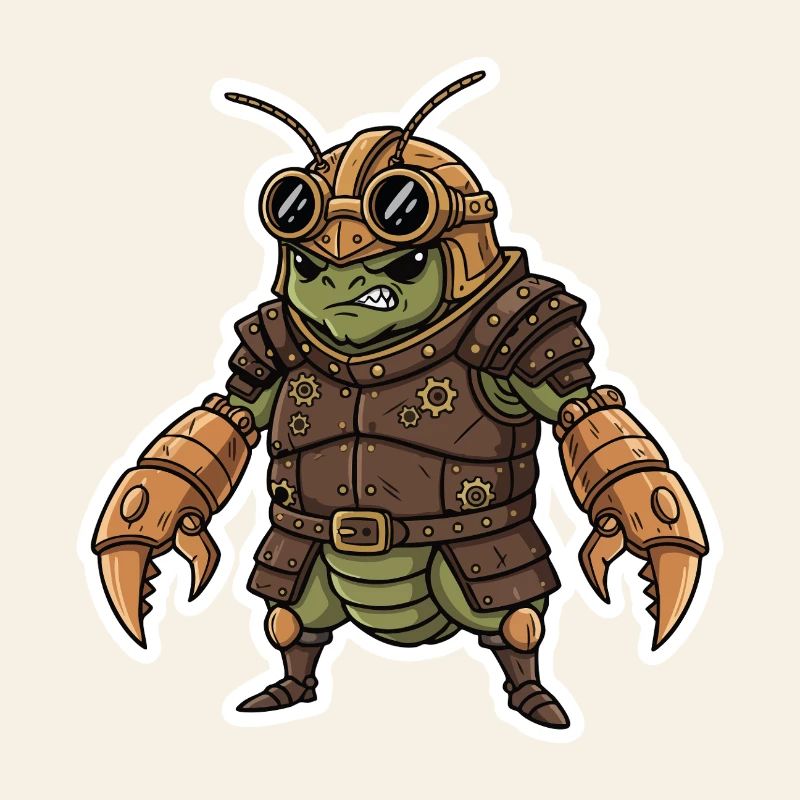 Steampunk-Krieger, gepanzerte Gottesanbeterin