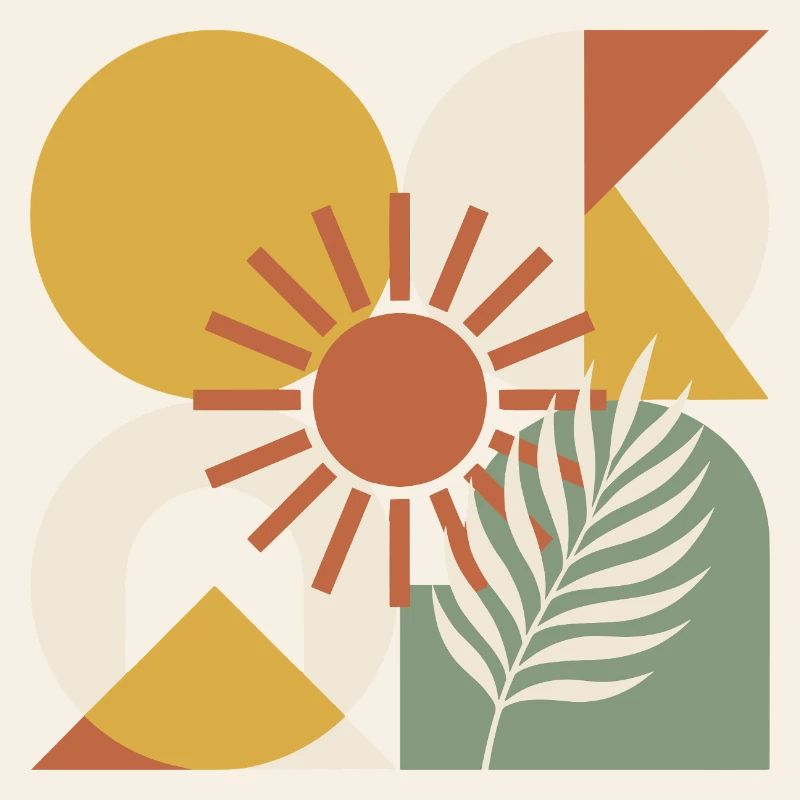 Boho Abstract Geometric Botanical Sunburst