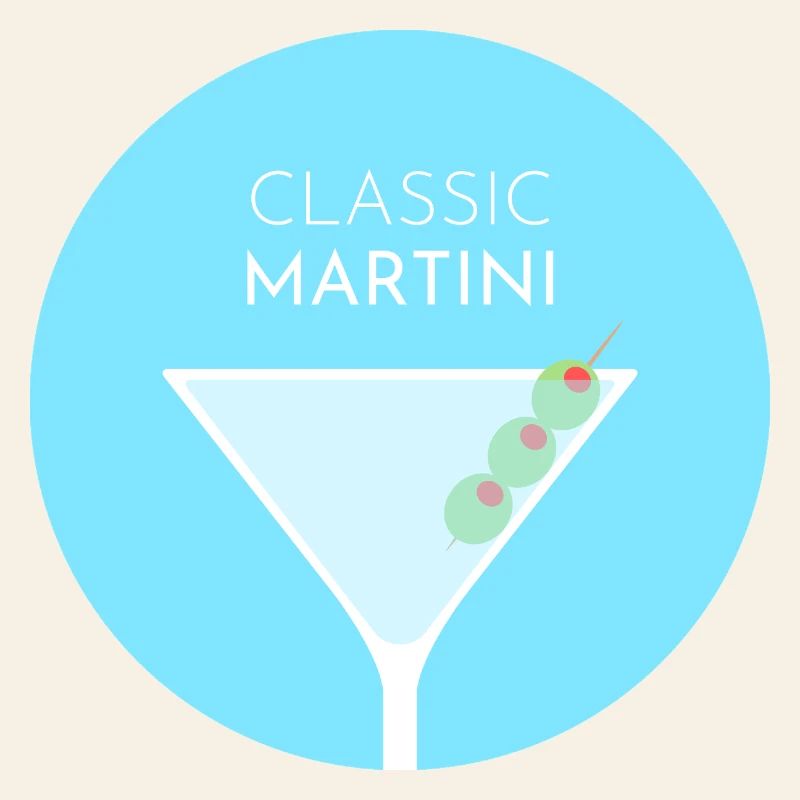 Classic Martini Cocktail - Flat Colour Design