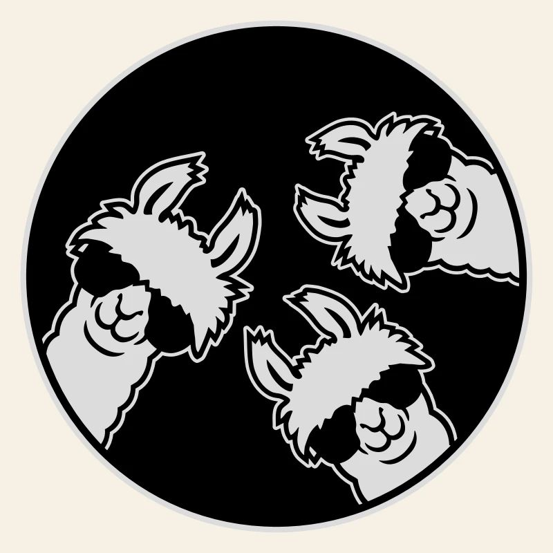 Three Cool Llamas Sunglasses Circle Badge Funny