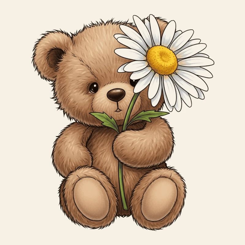 T-shirt Ours Mignon avec Fleur - Design Douceur 