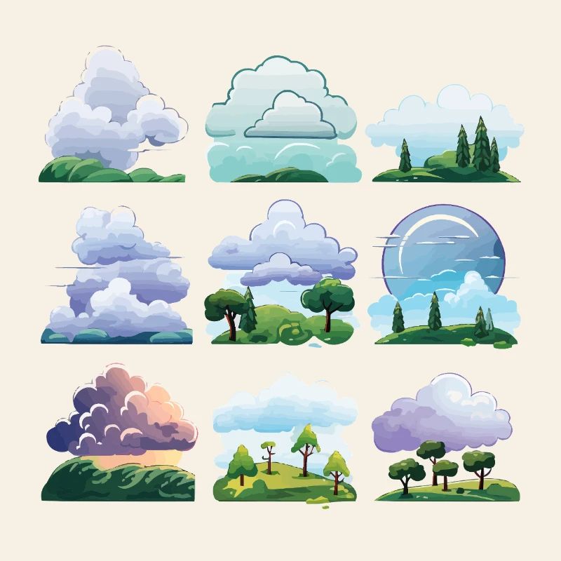 Ensemble de dessins animés Cloudscapes