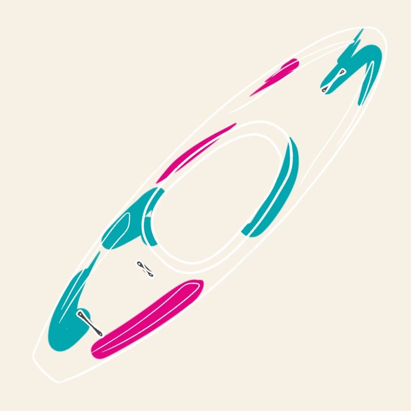 Contours d’un kayak d’eau vive de style néon