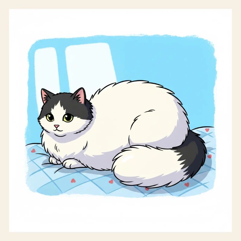 Furry Cat on Blue Plaid