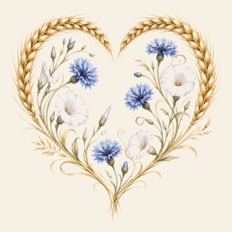 Cœur de blé, bleuet, fleurs, fleurs de la nature,
