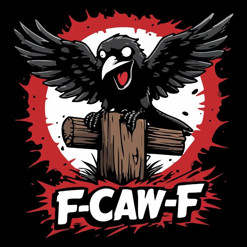 F-Caw-F Raven on Tree Trunk