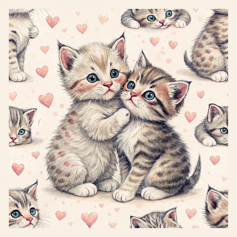 Pastel Kittens Heartfelt Hug