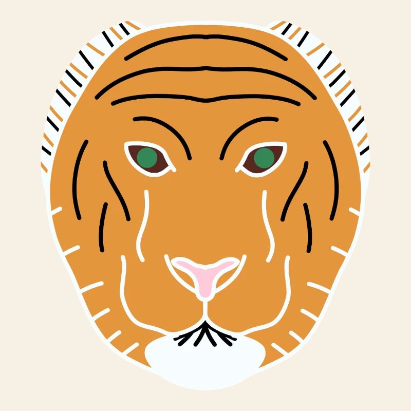 Orange Minimalist Tiger