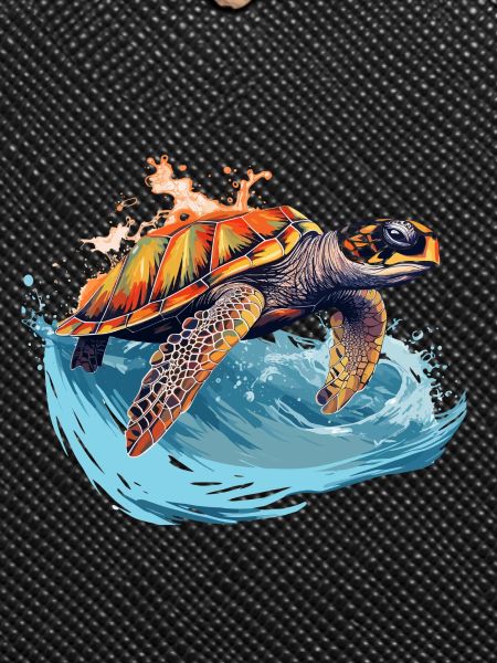 Wild sea turtle in wave