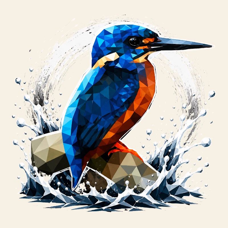 Low Poly Kingfisher Bird Design
