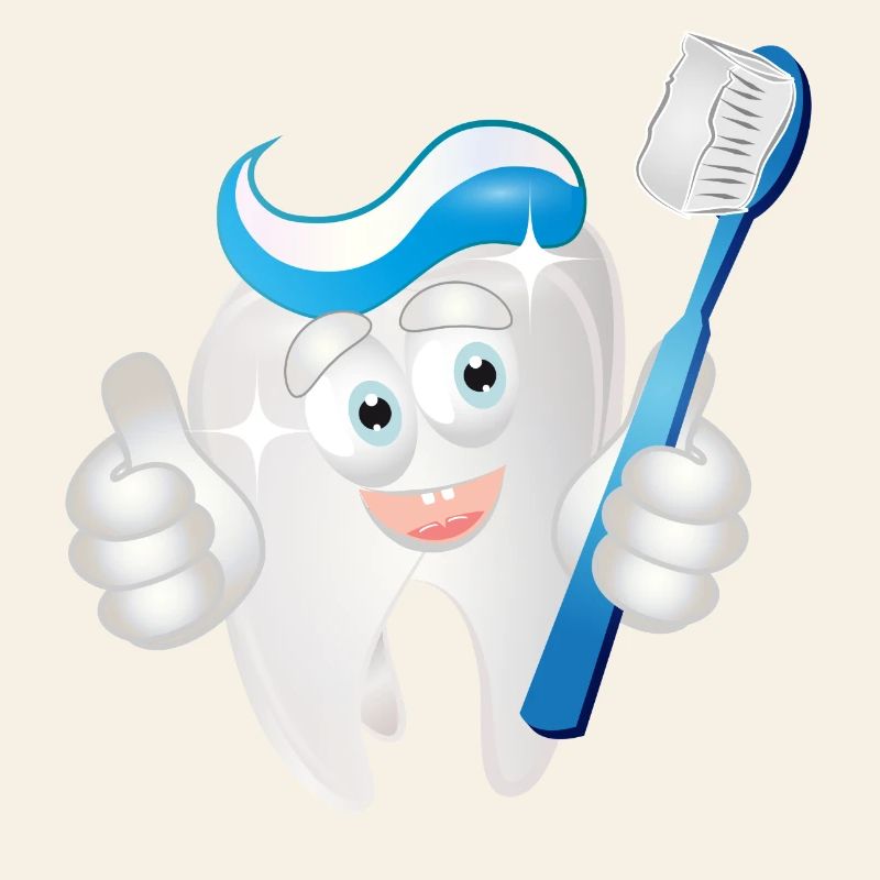 radiant white tooth with toothpaste as a comic