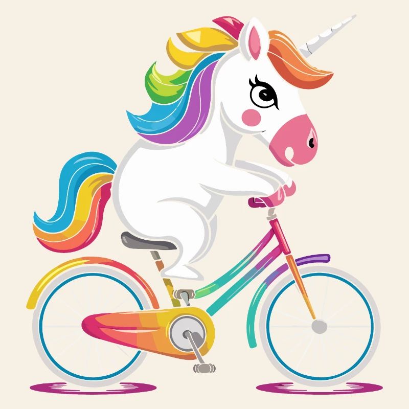 Rainbow Unicorn Riding a Bicycle