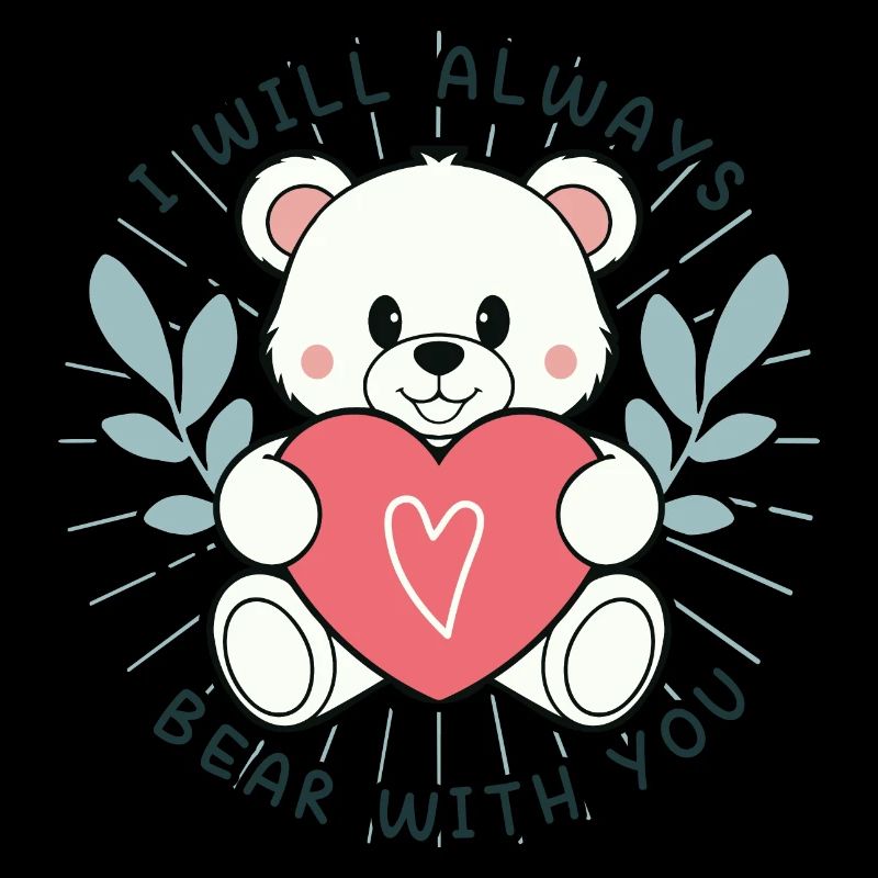 Cute bear with heart and message